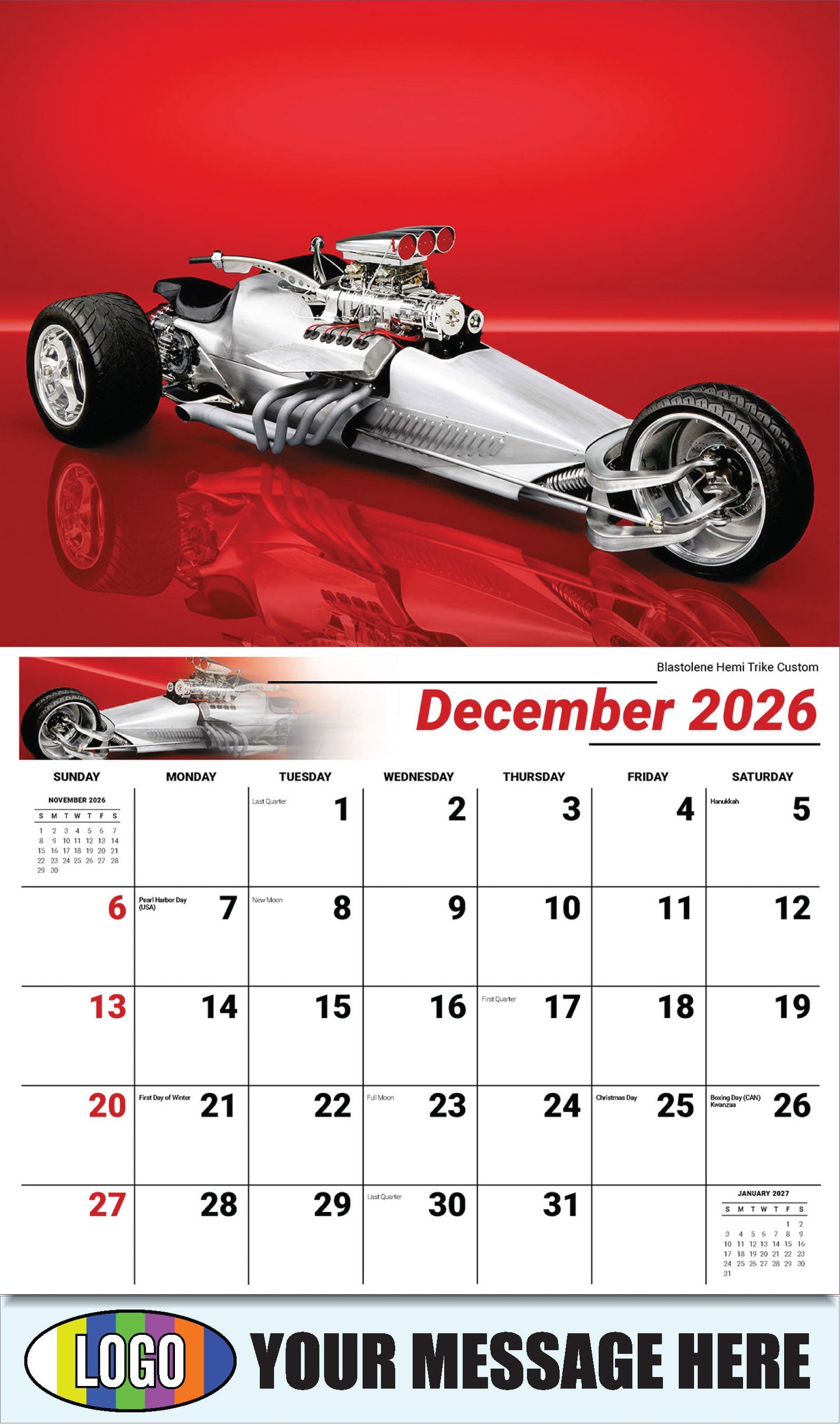 2026 Business Promotion Calendar - Motorcycle Mania - Blastolene Hemi Trike  - December
