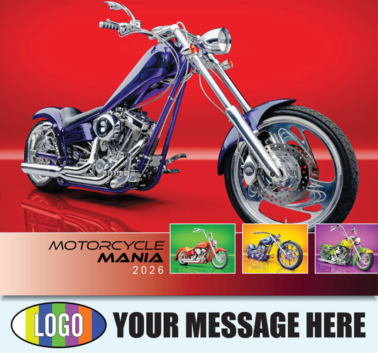 2026 Business Promotional Calendar - Motorcycle Mania - Printed with your Logo, Name and message