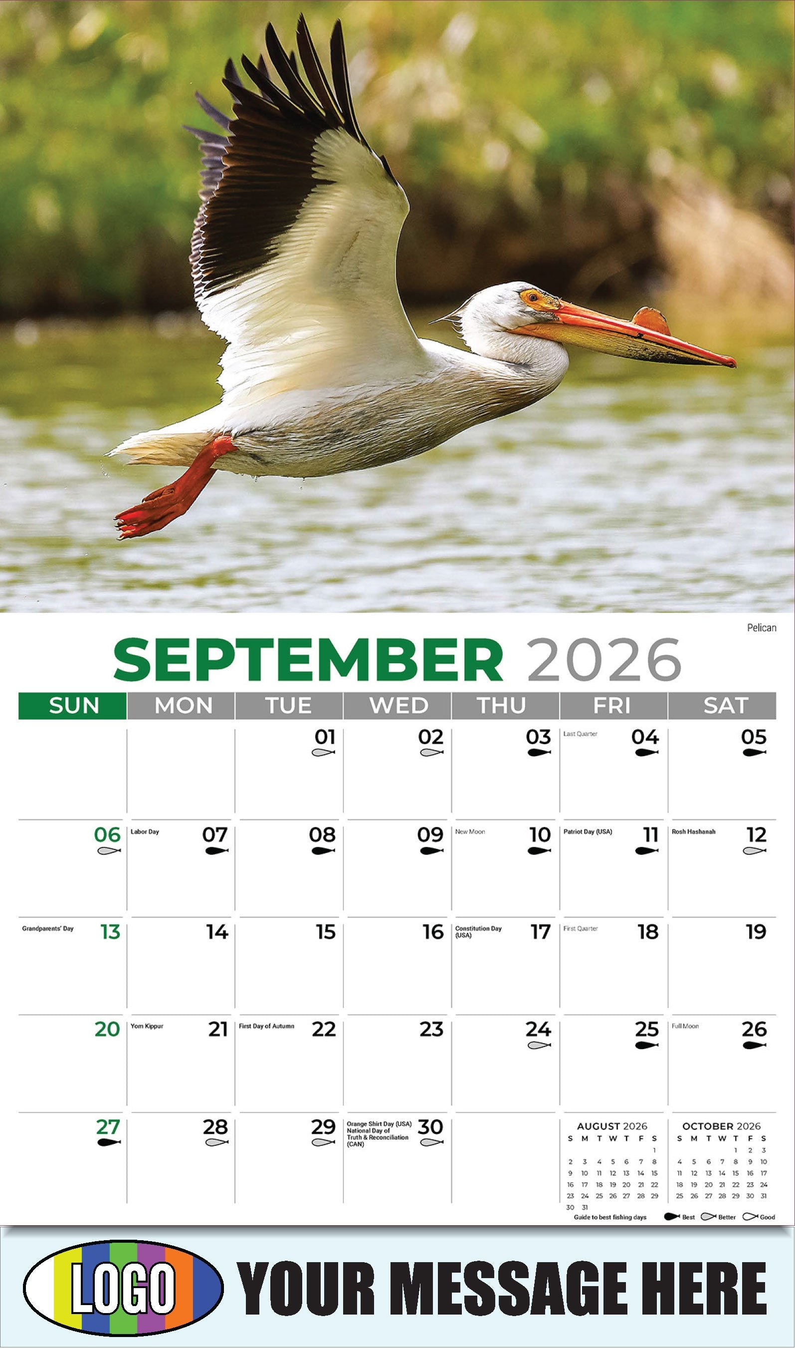 2026 Business Promo Calendar - North American Wildlife - Pelican - September