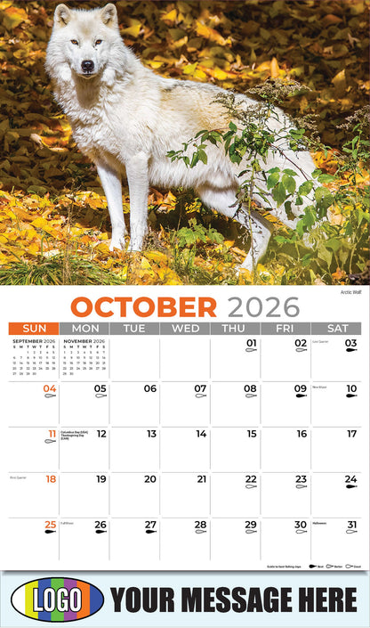 2026 Business Promotion Calendar - North American Wildlife - Arctic Wolf - October
