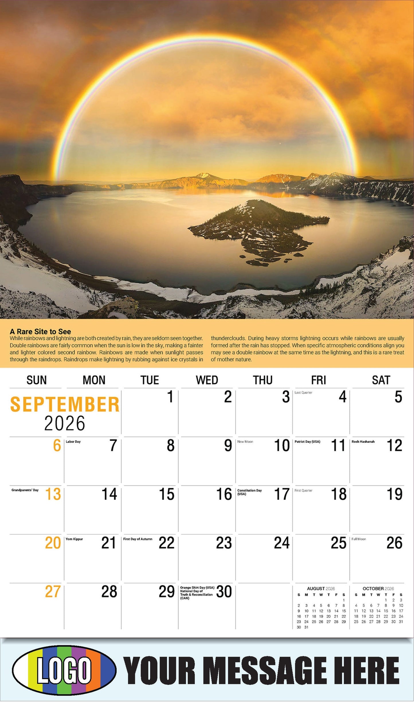 2026 Business Promo Calendar Planet Earth - September - A Rare Site to See: