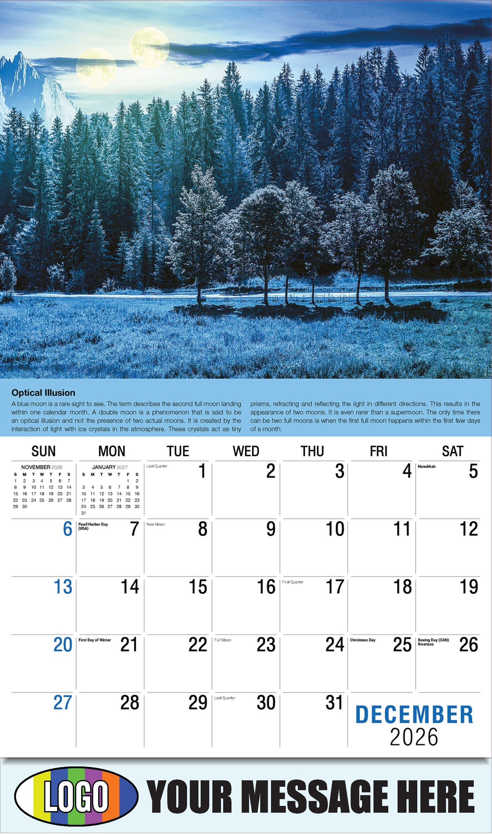 2026 Business Promotion Calendar Planet Earth - December - Optical Illusion: