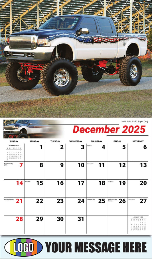 2026 Business Promotional Calendar - Pumped-Up Pickups - 2001 Ford F-250 Super Duty - December_a