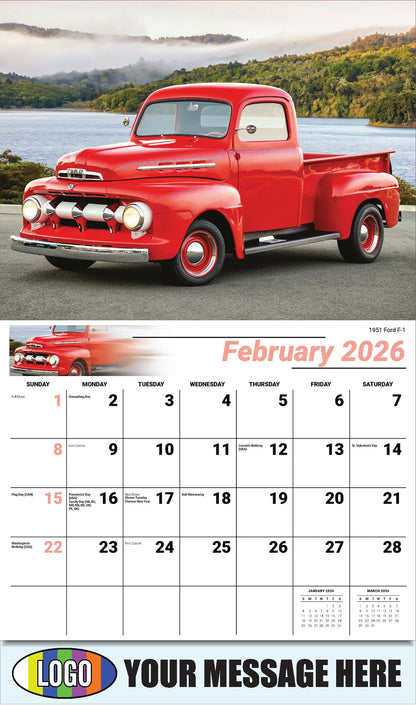 2026 Business Promotional Calendar - Pumped-Up Pickups - 1951 Ford F-1 Pickup - February