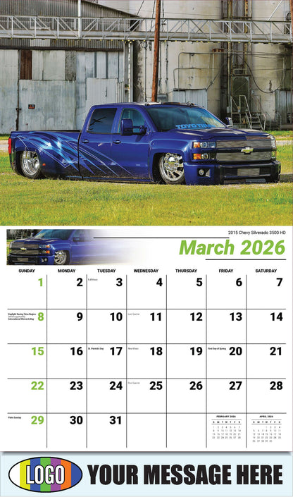 2026 Business Promotional Calendar - Pumped-Up Pickups - 2015 Chevy Silverado 3500 HD - March
