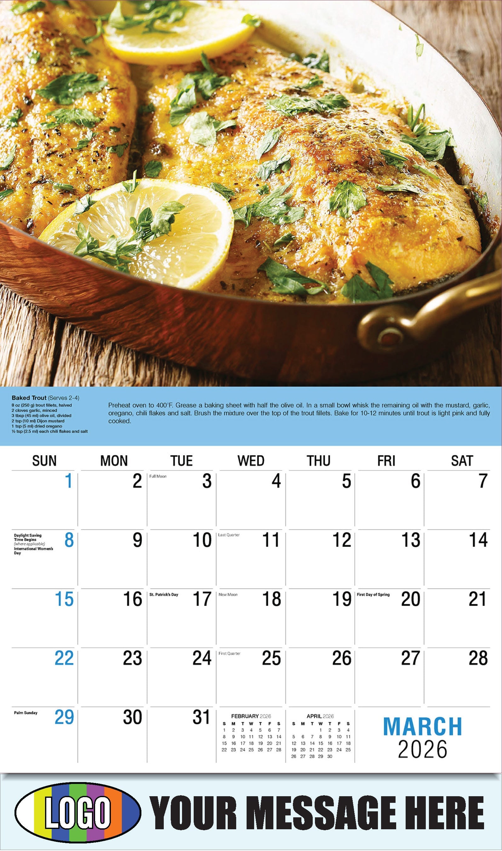 Baked Trout  - Recipe - 2026 Business Promotional Calendar - March