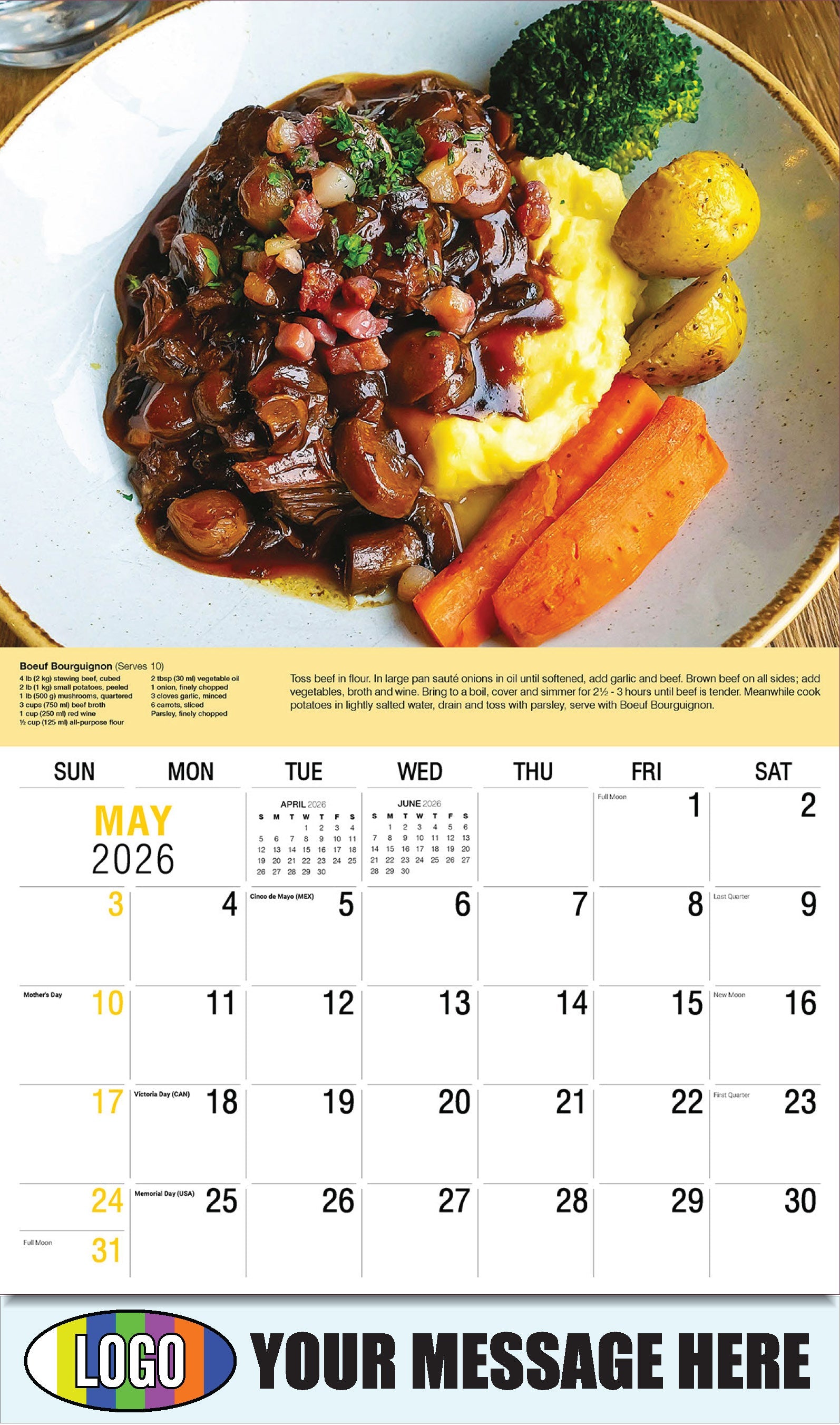 Boeuf Bourguignon - Recipe - 2026 Business Advertising Calendar - May