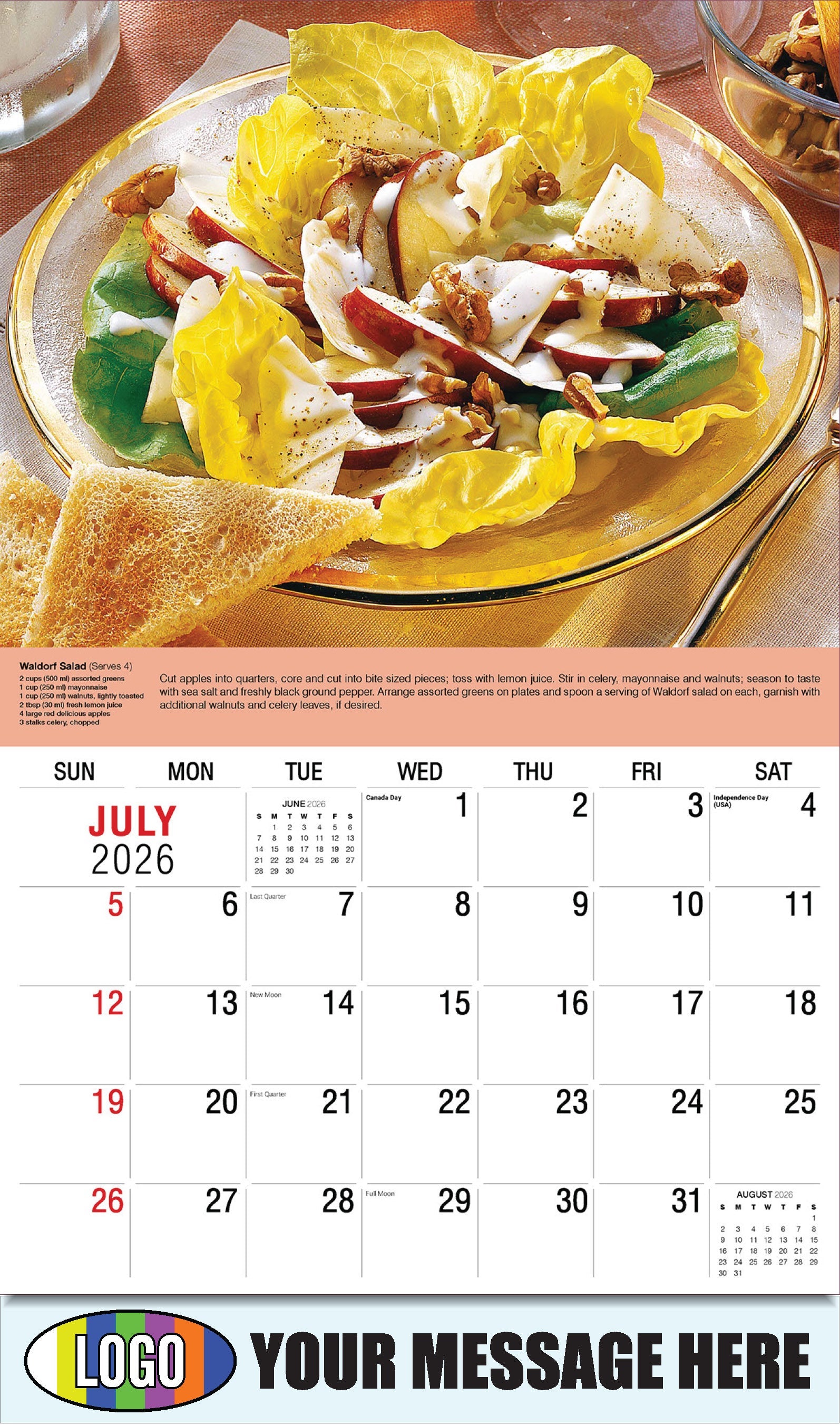 Waldorf Salad  - Recipe - 2026 Business Promo Calendar - July