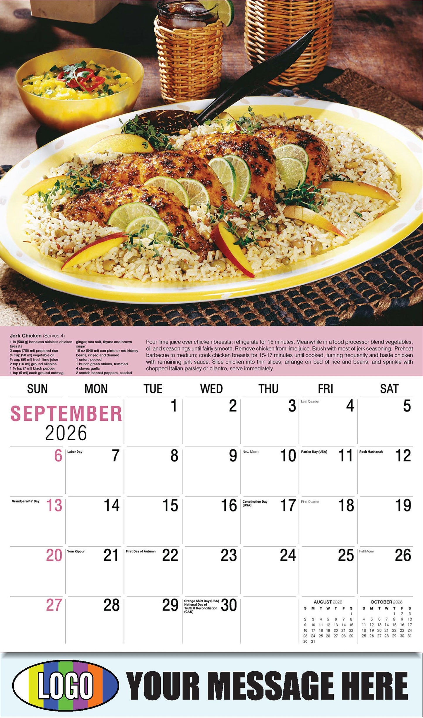 Jerk Chicken - Recipe - 2026 Business Promo Calendar - September