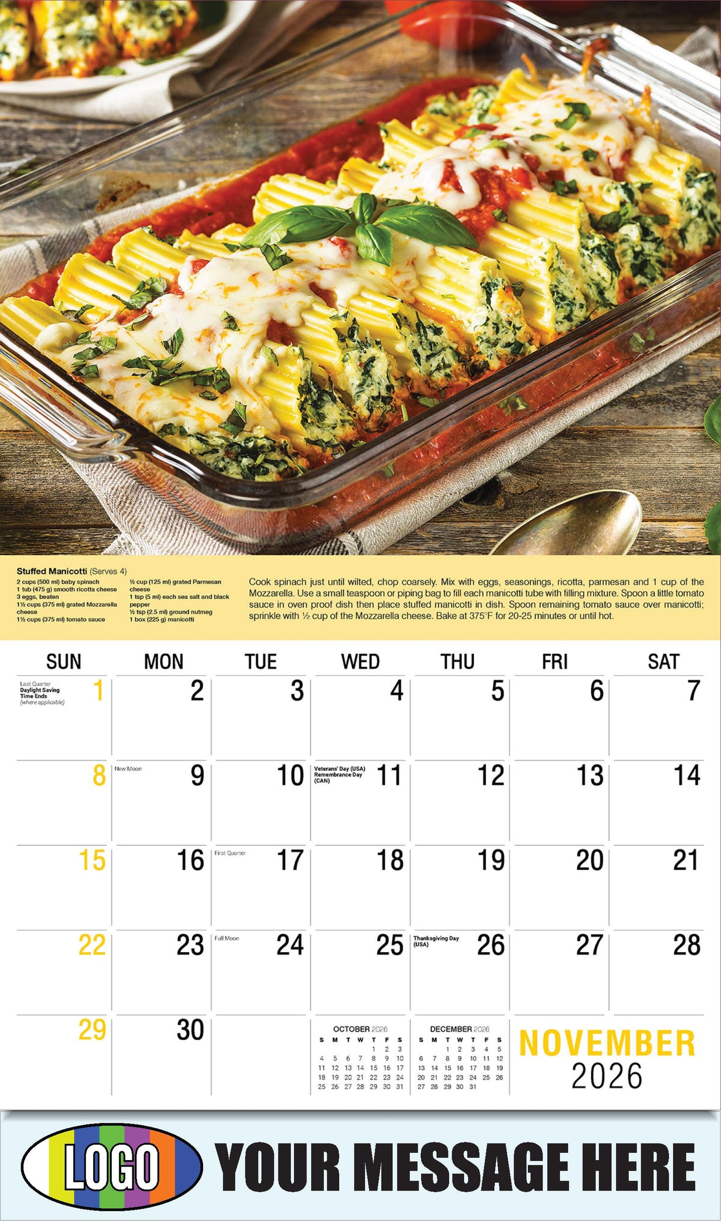 Pumpkin Pie Supreme - Recipe - 2026 Business Promotion Calendar - November