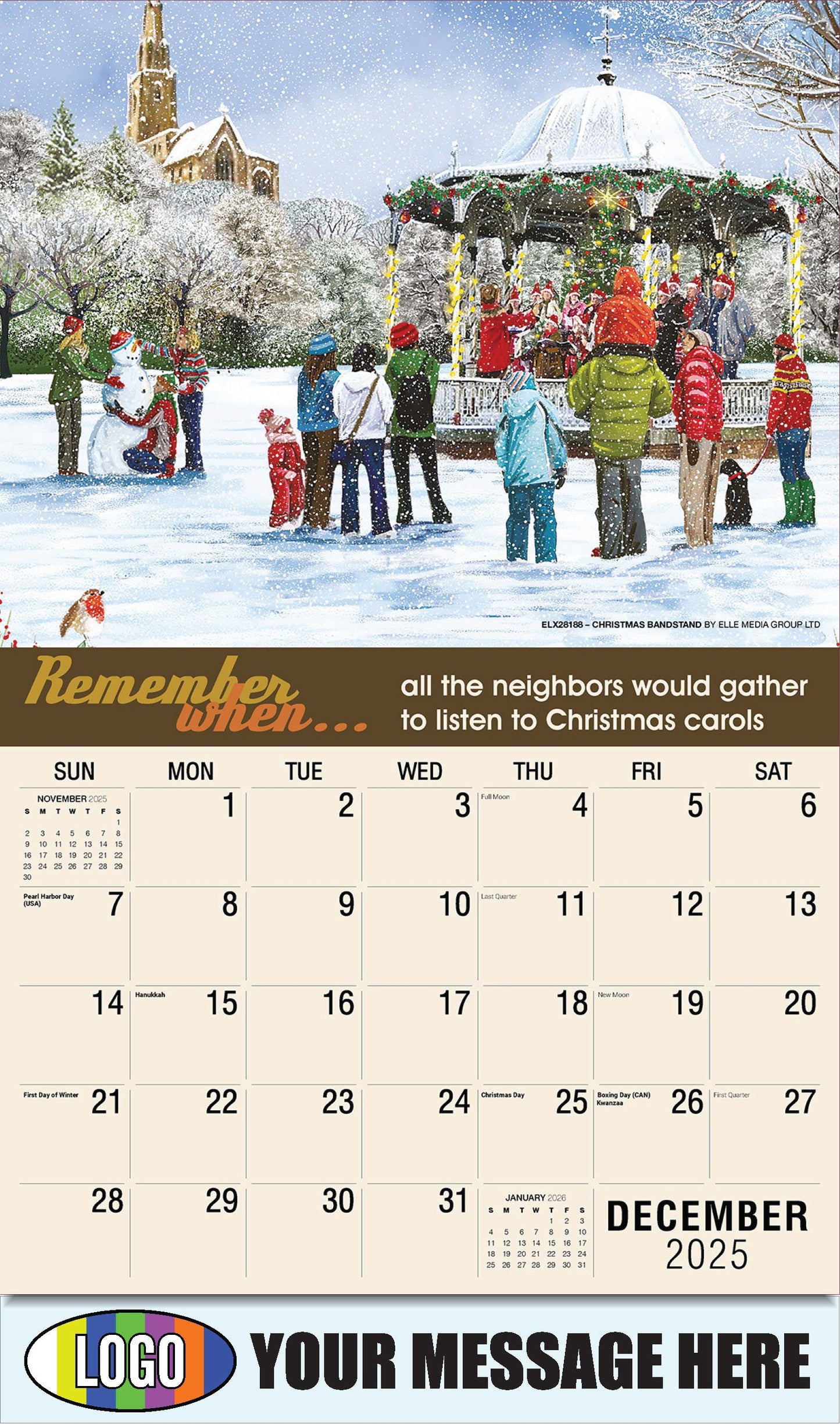 2026 Business Promotional Calendar - Remember When - ELX28188 – Christmas Bandstand by Elle Media Group Ltd - December_a