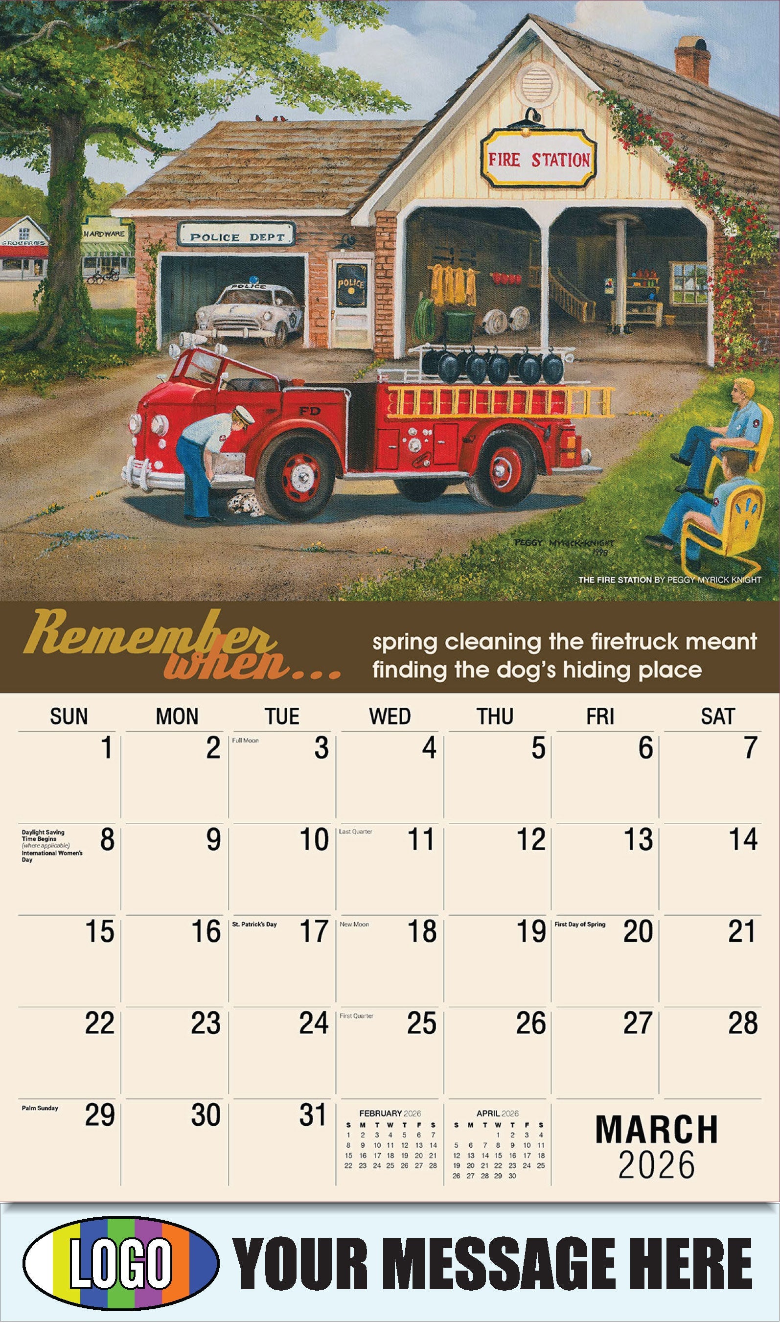 2026 Business Promotional Calendar - Remember When - The Fire Station by Peggy Myrick Knight - March