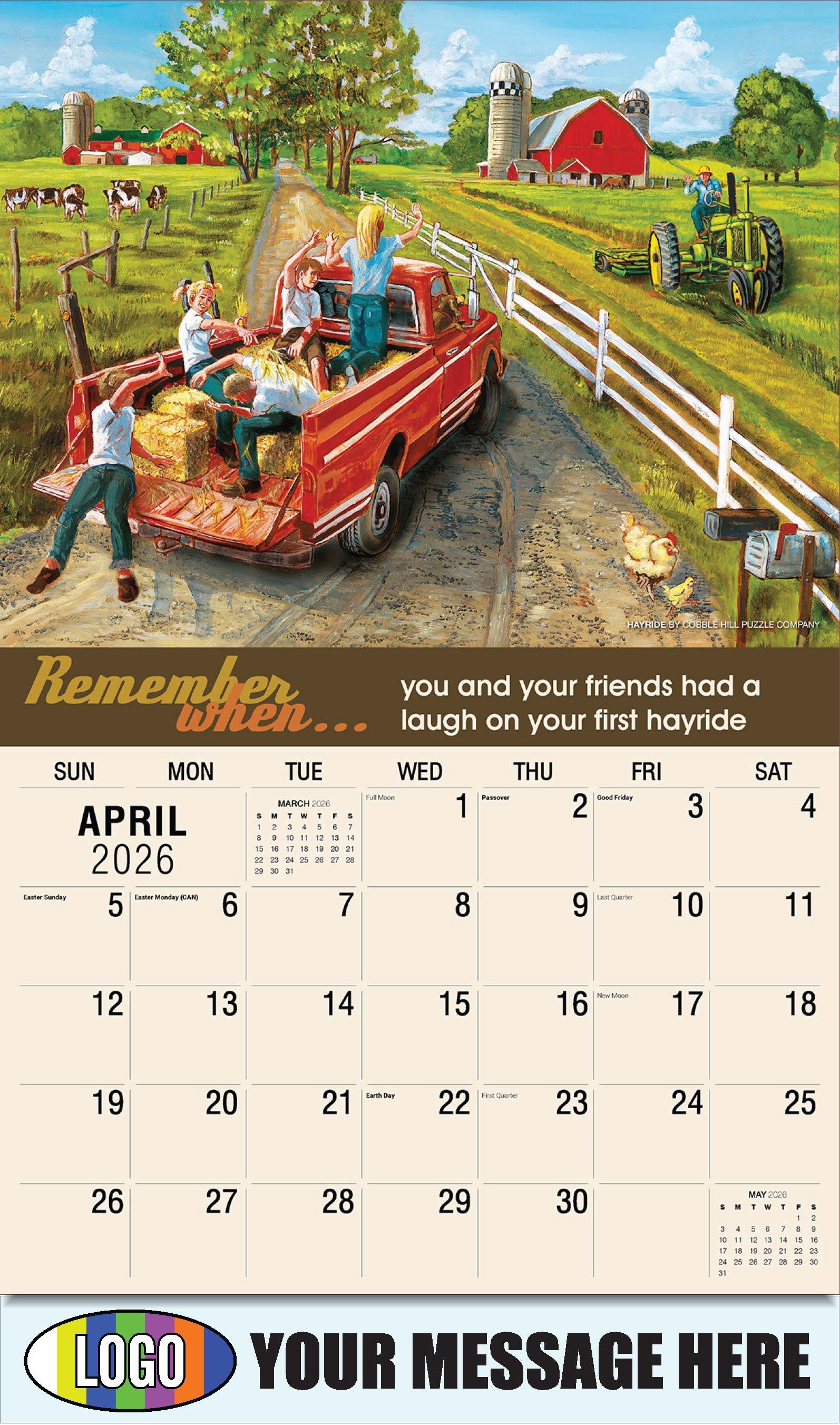 2026 Business Advertising Calendar - Remember When - Hayride by Cobble Hill Puzzle Company - April
