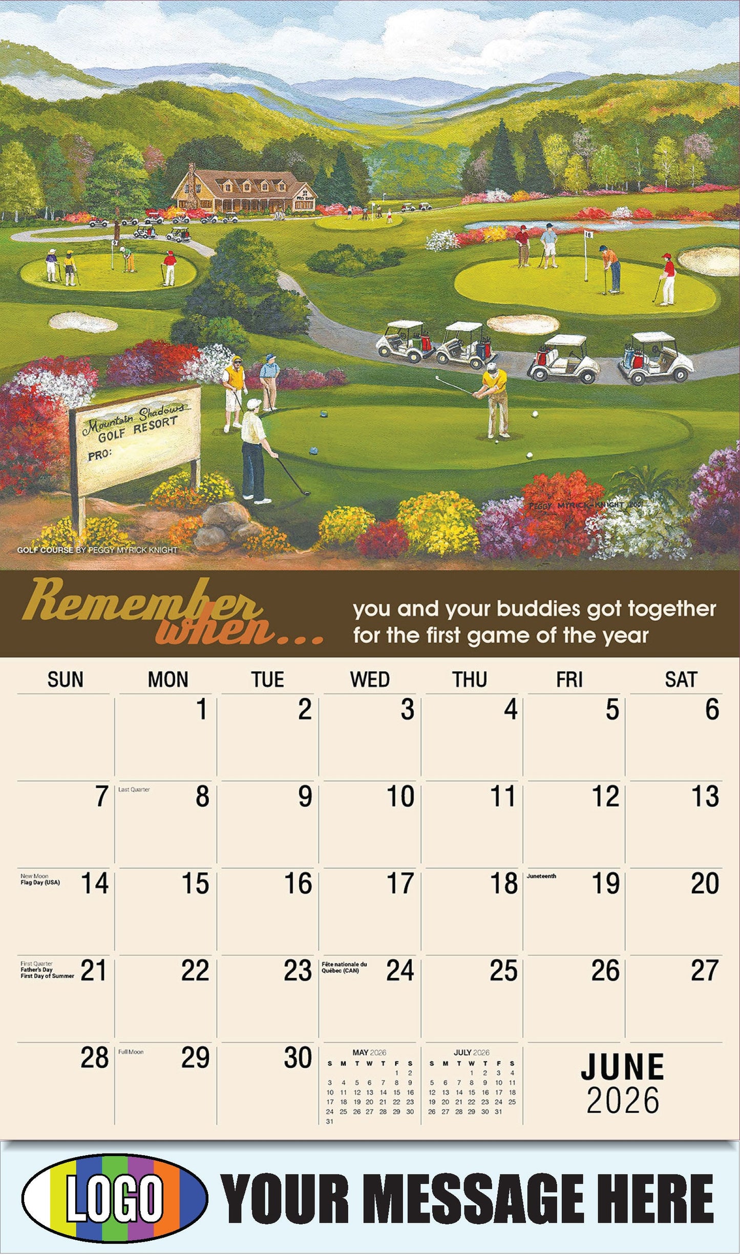 2026 Business Advertising Calendar - Remember When - Golf Course by Peggy Myrick Knight - June