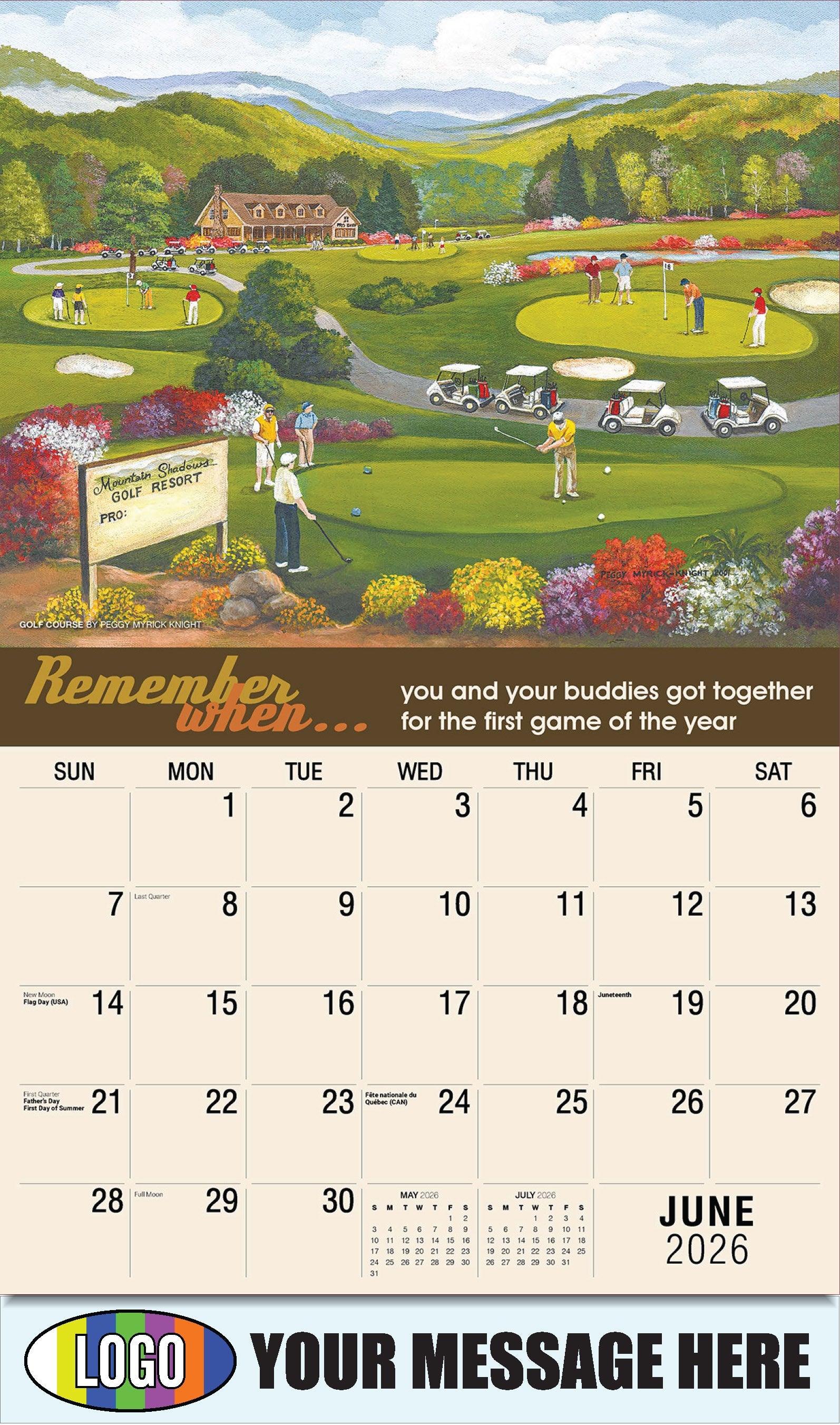 2026 Business Advertising Calendar - Remember When - Golf Course by Peggy Myrick Knight - June