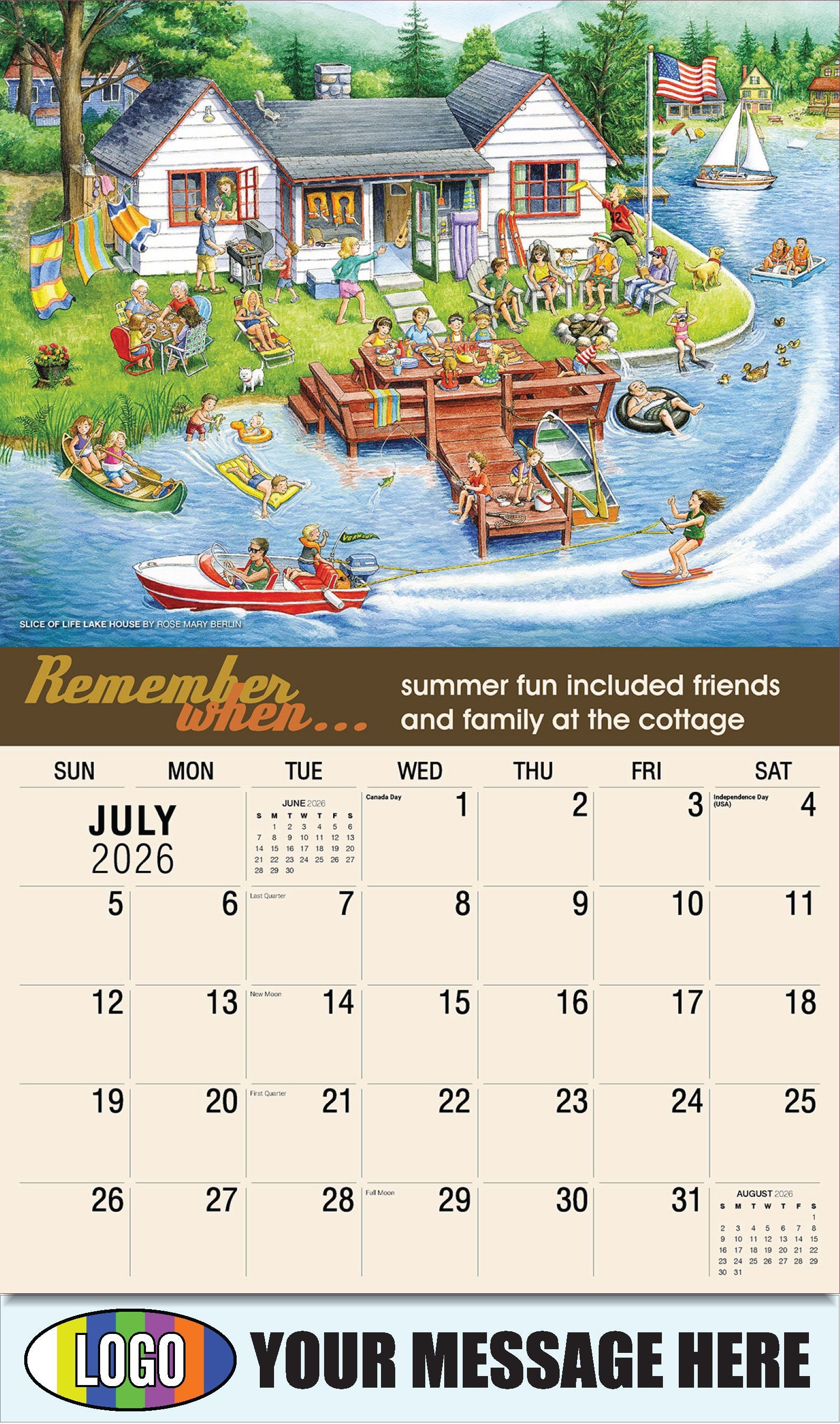 2026 Business Promo Calendar - Remember When - Slice of Life Lake House by Rose Mary Berlin - July