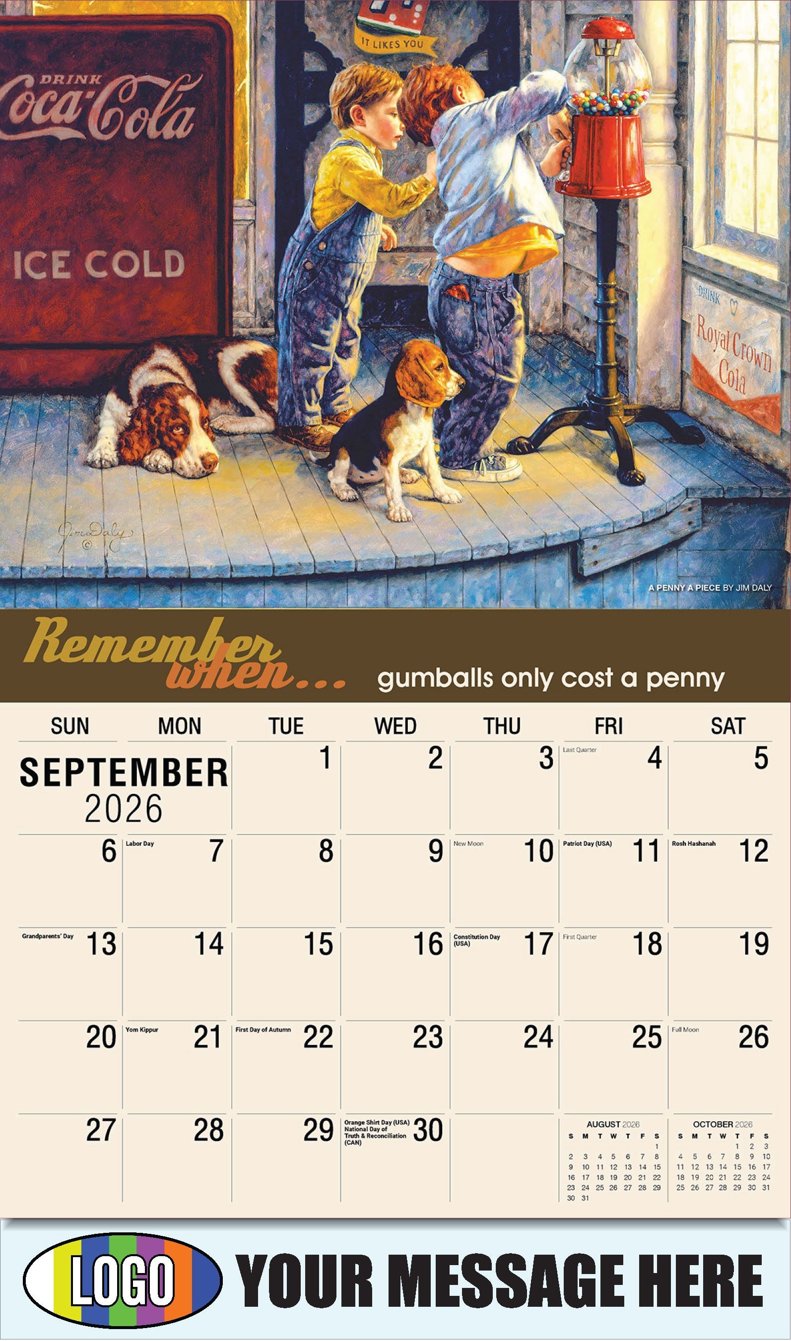 2026 Business Promo Calendar - Remember When - A Penny A Piece by Jim Daly - September