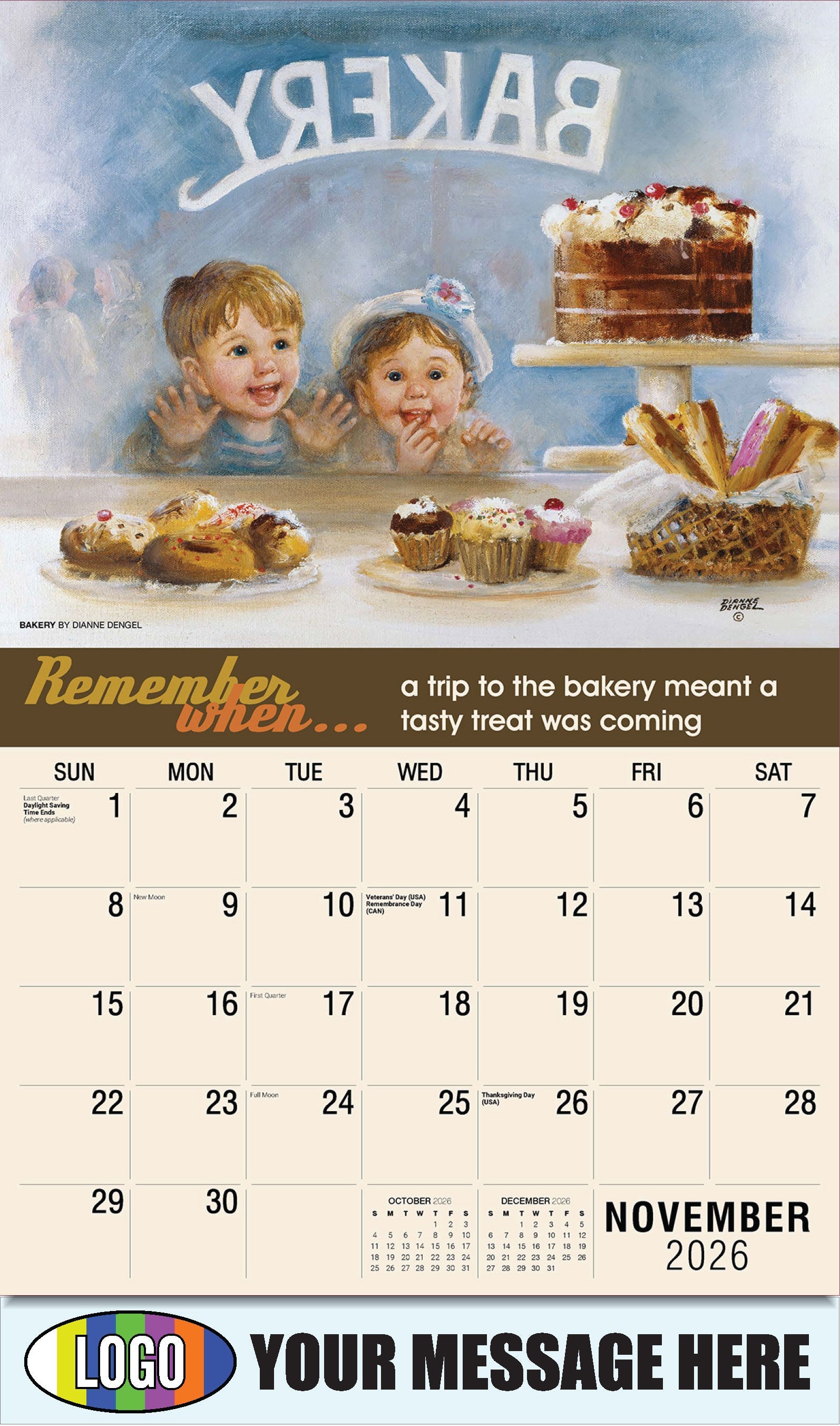 2026 Business Promotion Calendar - Remember When - Bakery by Dianne Dengel - November