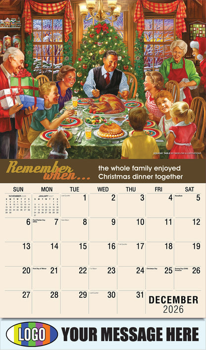 2026 Business Promotion Calendar - Remember When - Holiday Table by Bigelow Illustrations - December