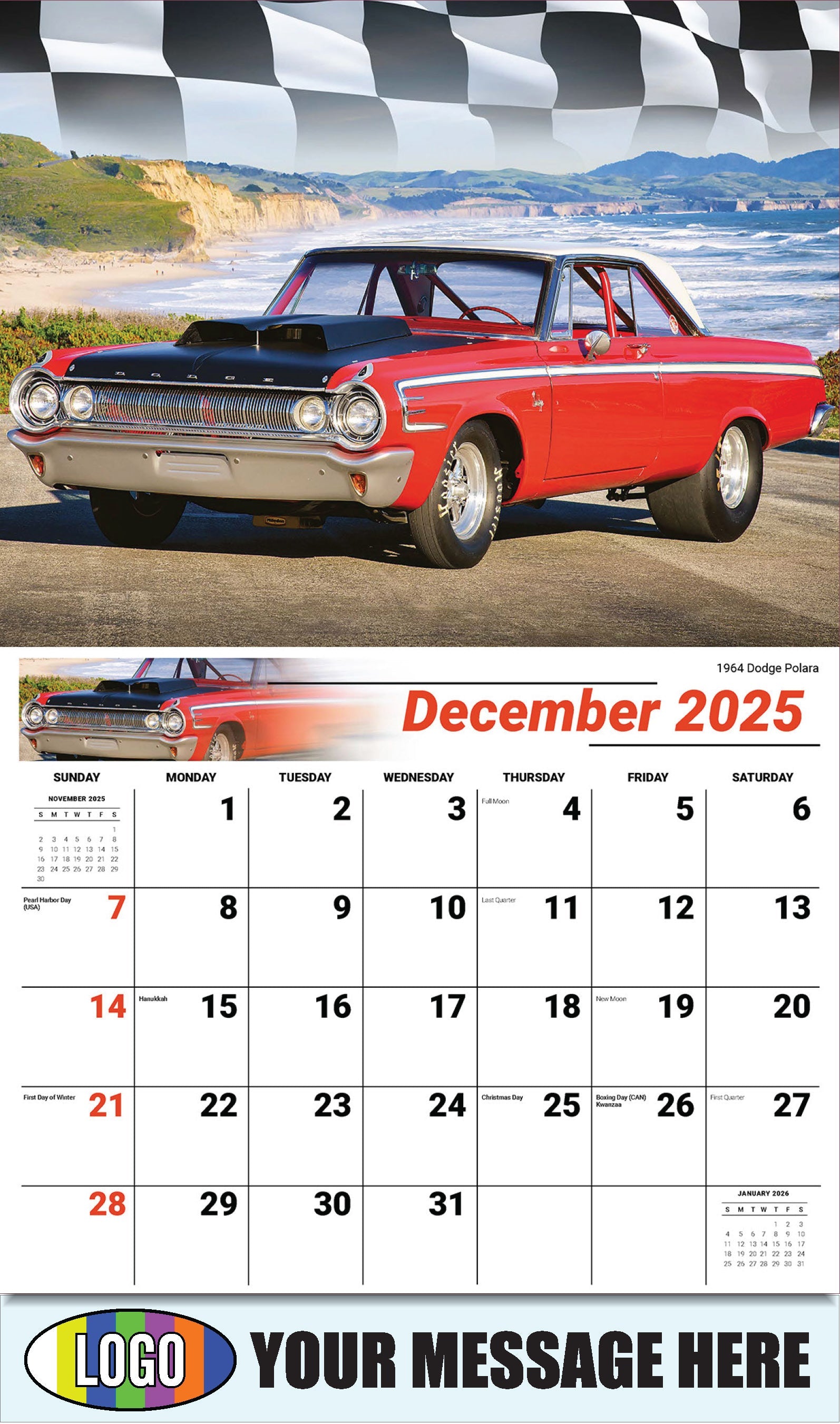 2026 Business Promotional Calendar - Road Warriors - 1964 Dodge Polara - December_a