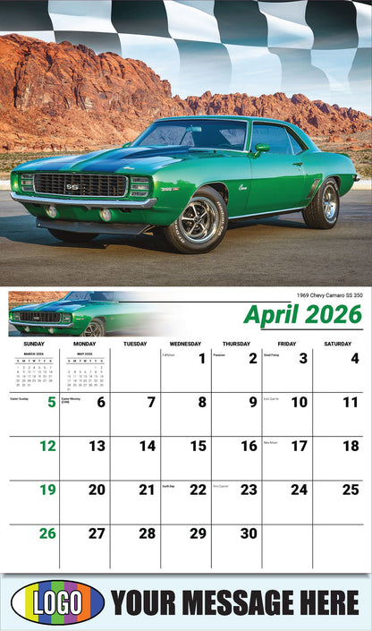 2026 Business Advertising Calendar - Road Warriors - 1969 Chevy Camaro SS 350 - April