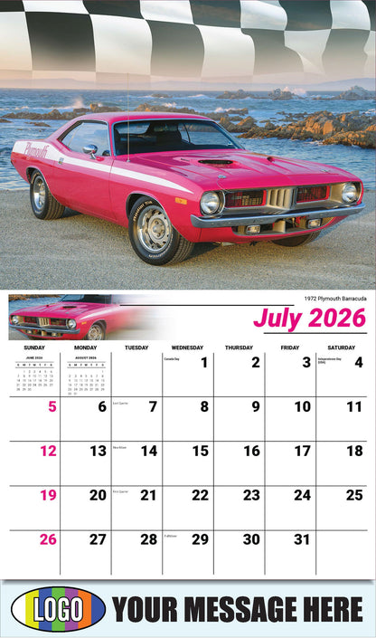 2026 Business Promo Calendar - Road Warriors - 1972 Plymouth Barracuda - July