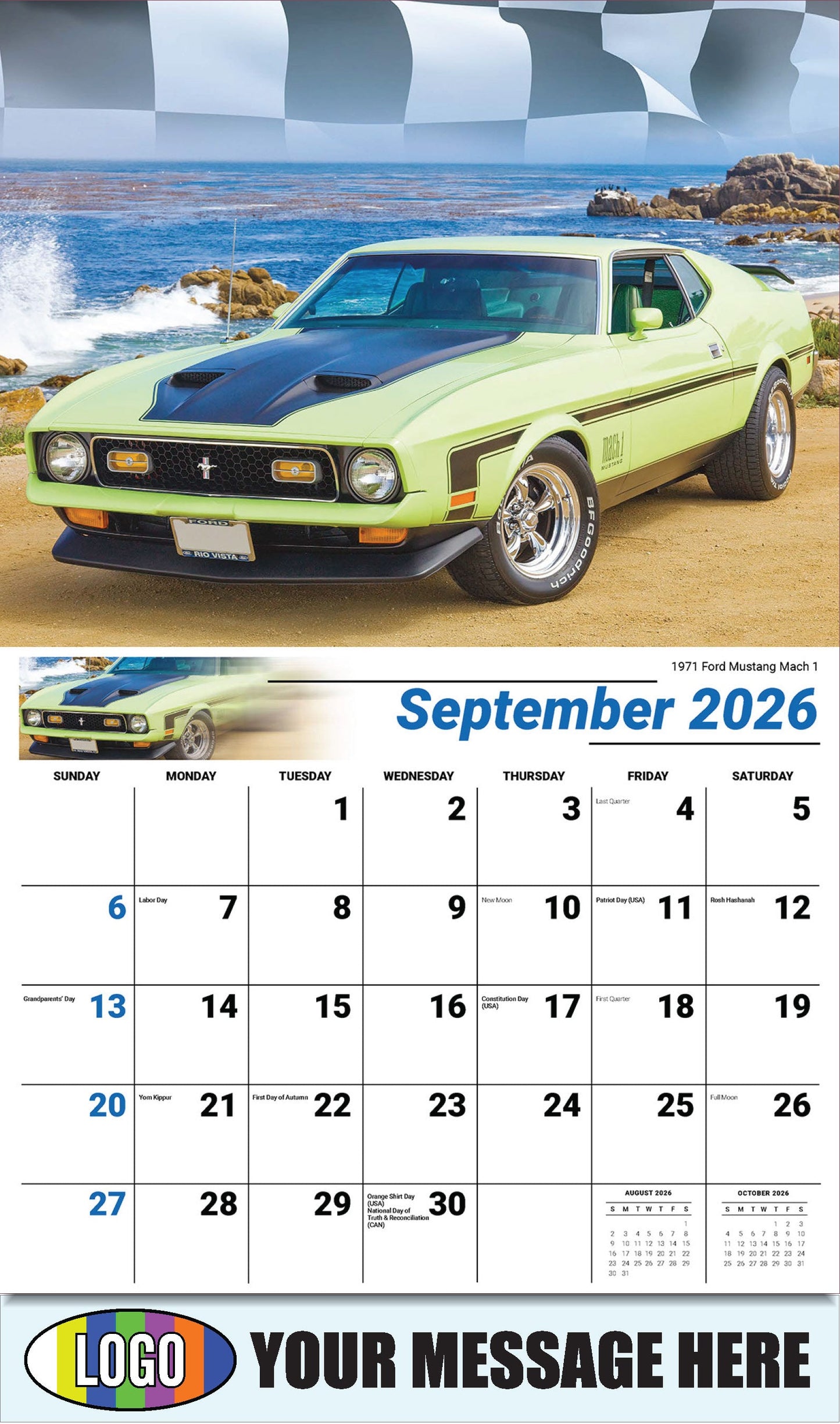 2026 Business Promo Calendar - Road Warriors - 1971 Ford Mustang Mach 1 - September