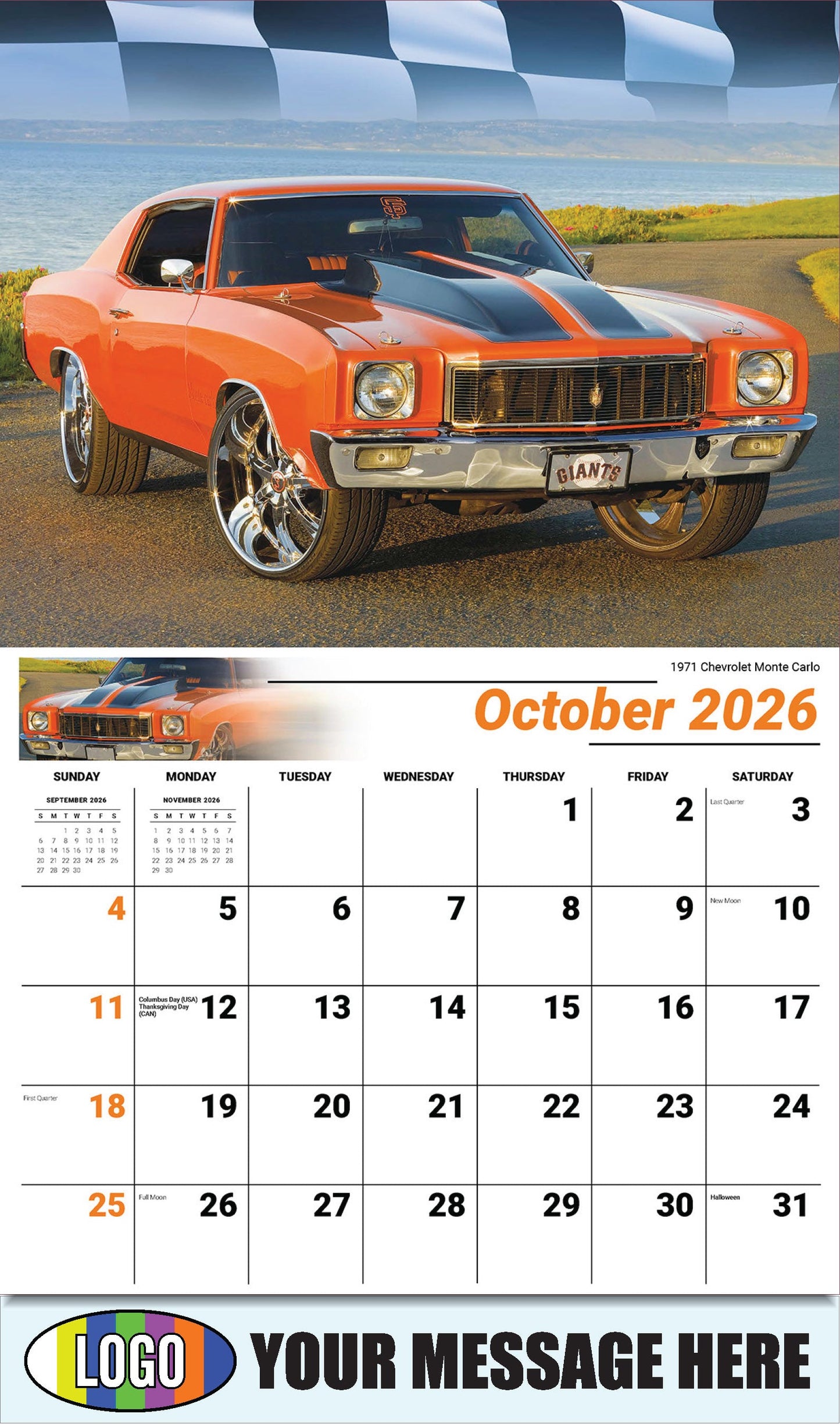2026 Business Promotion Calendar - Road Warriors - 1971 Chevrolet Monte Carlo - October