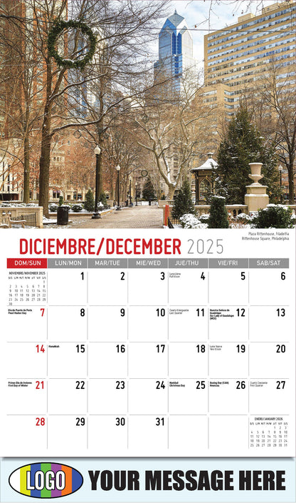 2026 Business Promotional Calendar - Scenes of America Bilingual - Plaza Rittenhouse, Filadelfia - December_a