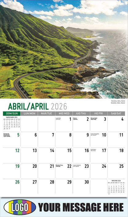2026 Business Advertising Calendar - Scenes of America Bilingual - Honolulu, Oahu, Hawái
 - April