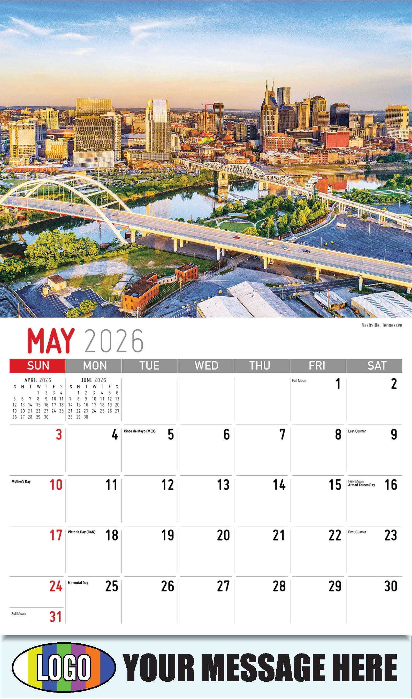 2026 Business Advertising Calendar - Scenes of America - Nashville, Tennessee - May