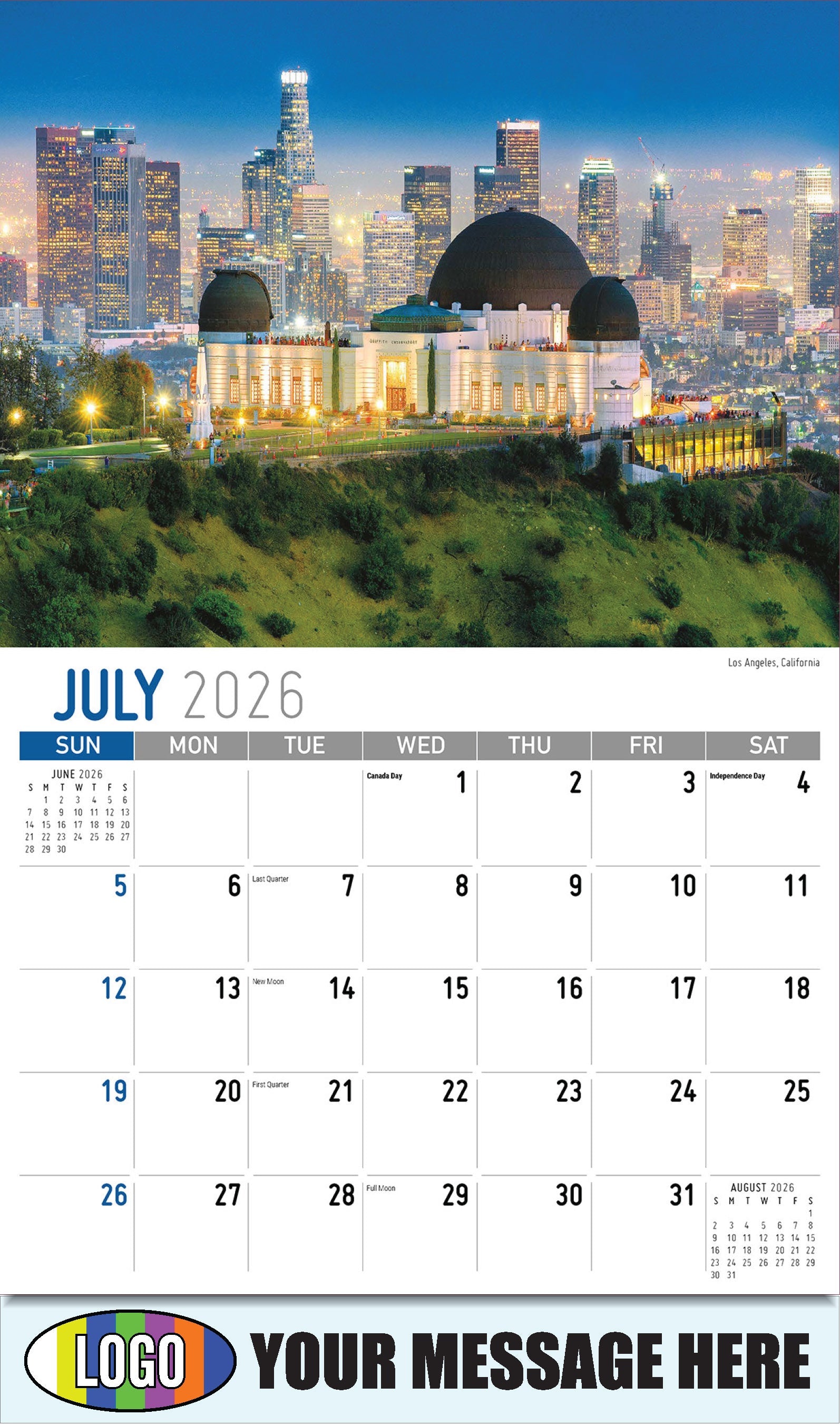 2026 Business Promo Calendar - Scenes of America - 
Los Angeles, California - July