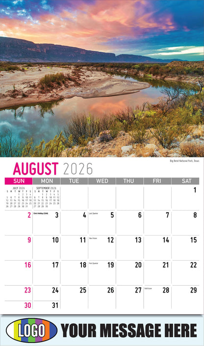 2026 Business Promo Calendar - Scenes of America - 
Big Bend National Park, Texas - August
