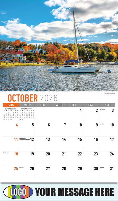2026 Business Promotion Calendar - Scenes of America - Ephraim, Wisconsin - October