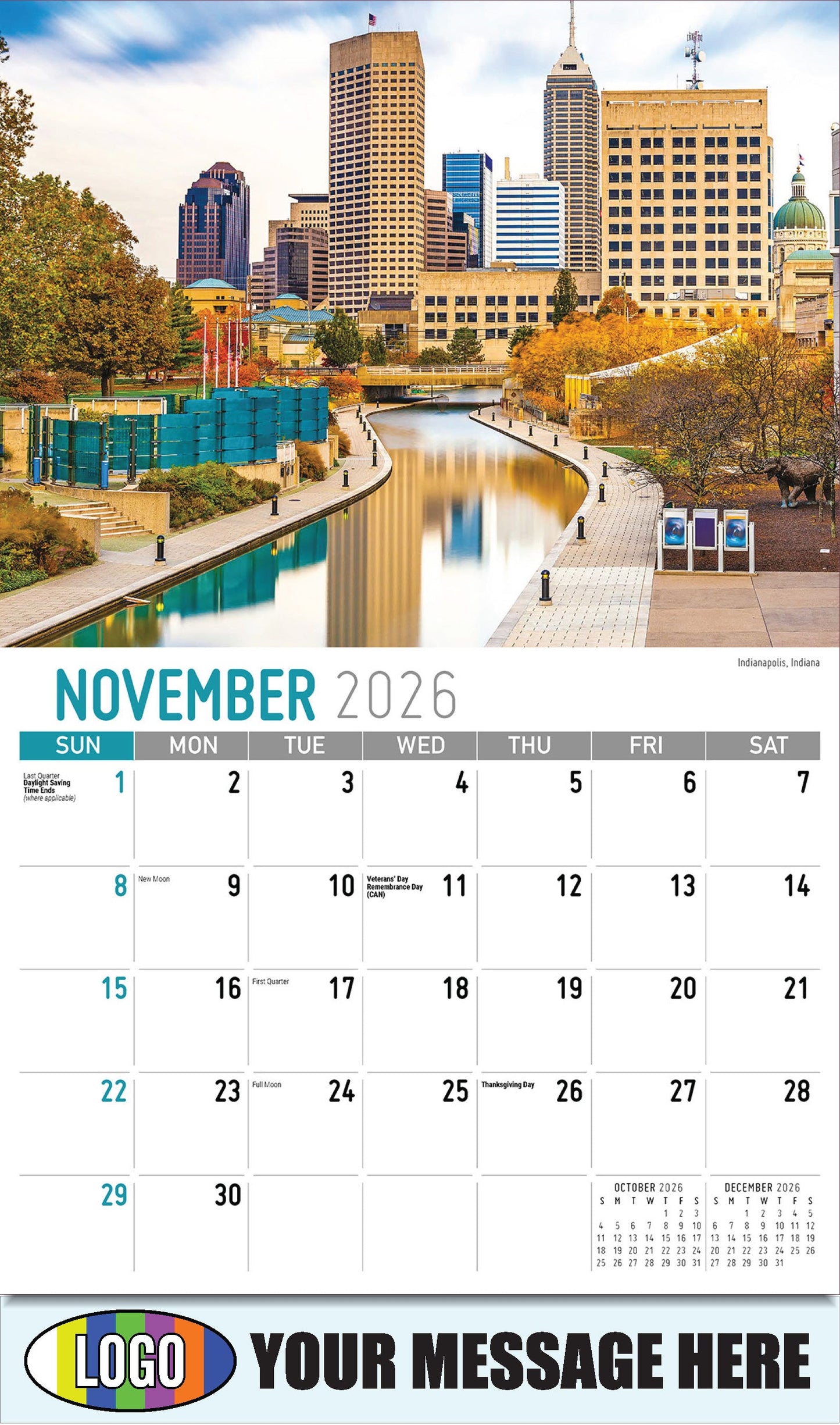 2026 Business Promotion Calendar - Scenes of America - Indianapolis, Indiana - November