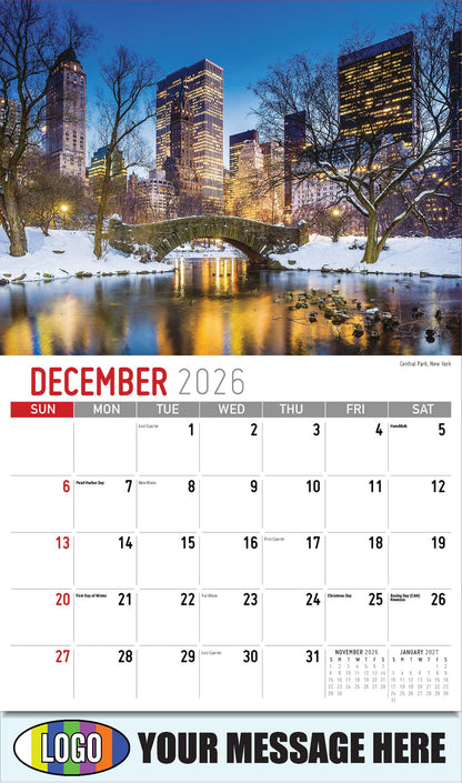 2026 Business Promotion Calendar - Scenes of America - Central Park, New York - December