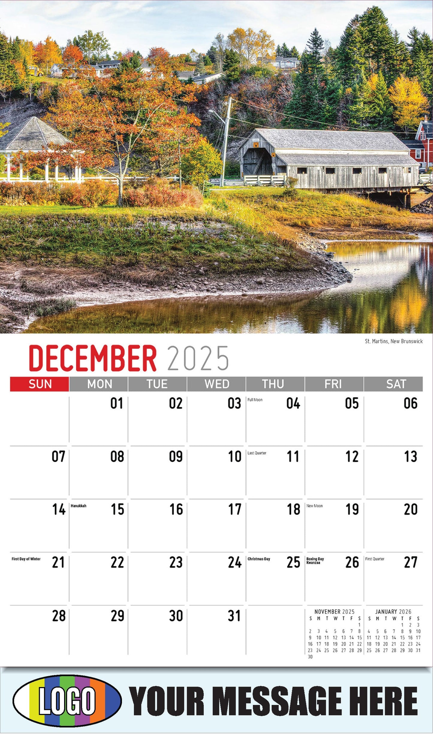 2026 Business Promotional Calendar - Atlantic Canada Scenic - St. Martins, New Brunswick - December_a
