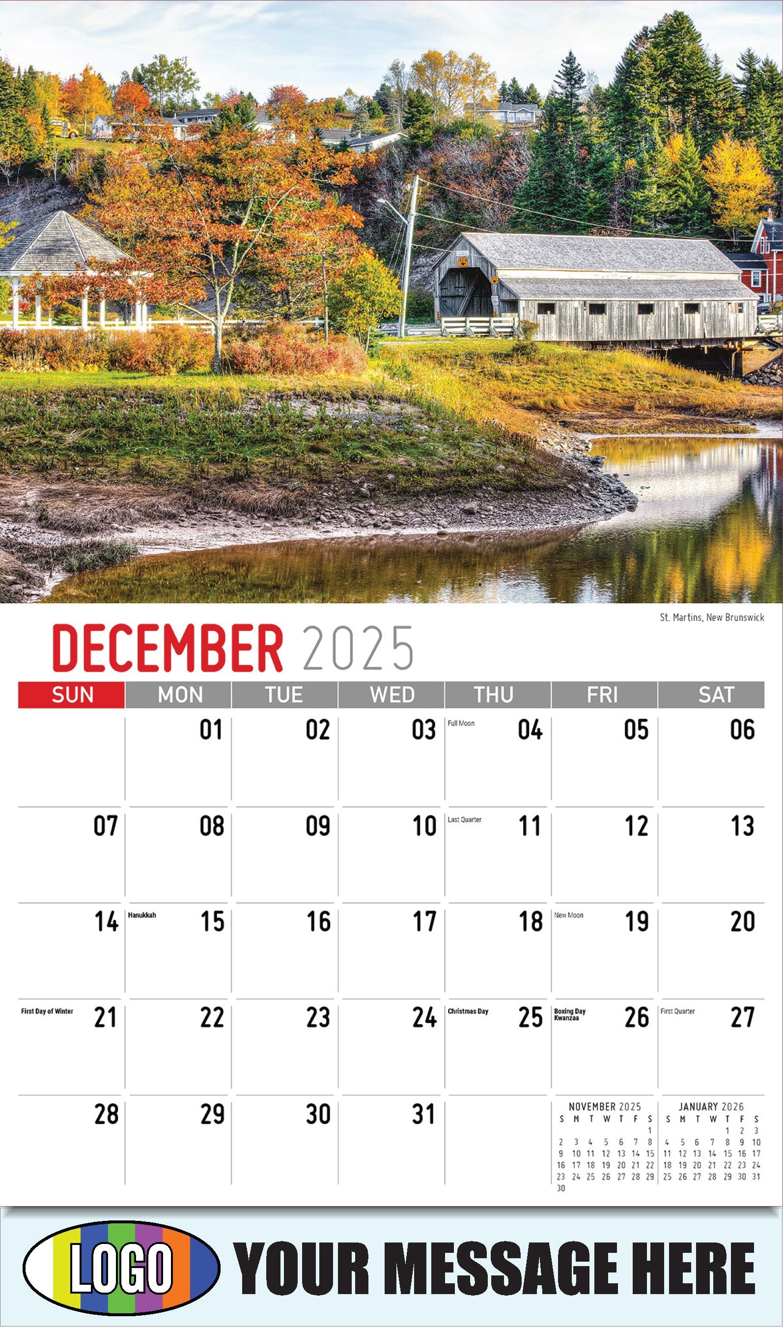 2026 Business Promotional Calendar - Atlantic Canada Scenic - St. Martins, New Brunswick - December_a