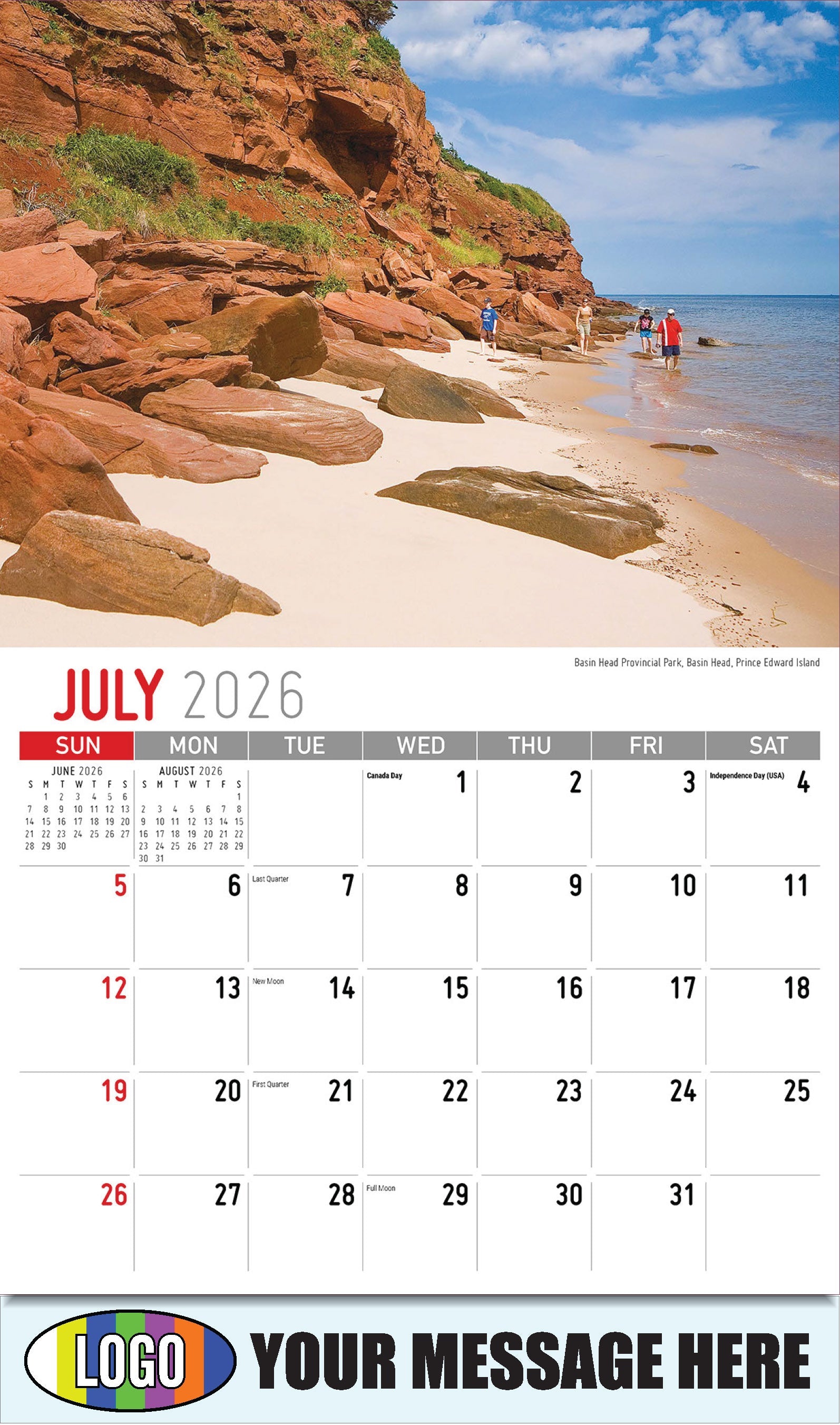 2026 Business Promo Calendar - Atlantic Canada Scenic - Basin Head Provincial Park, Basin Head, Prince Edward Island - July