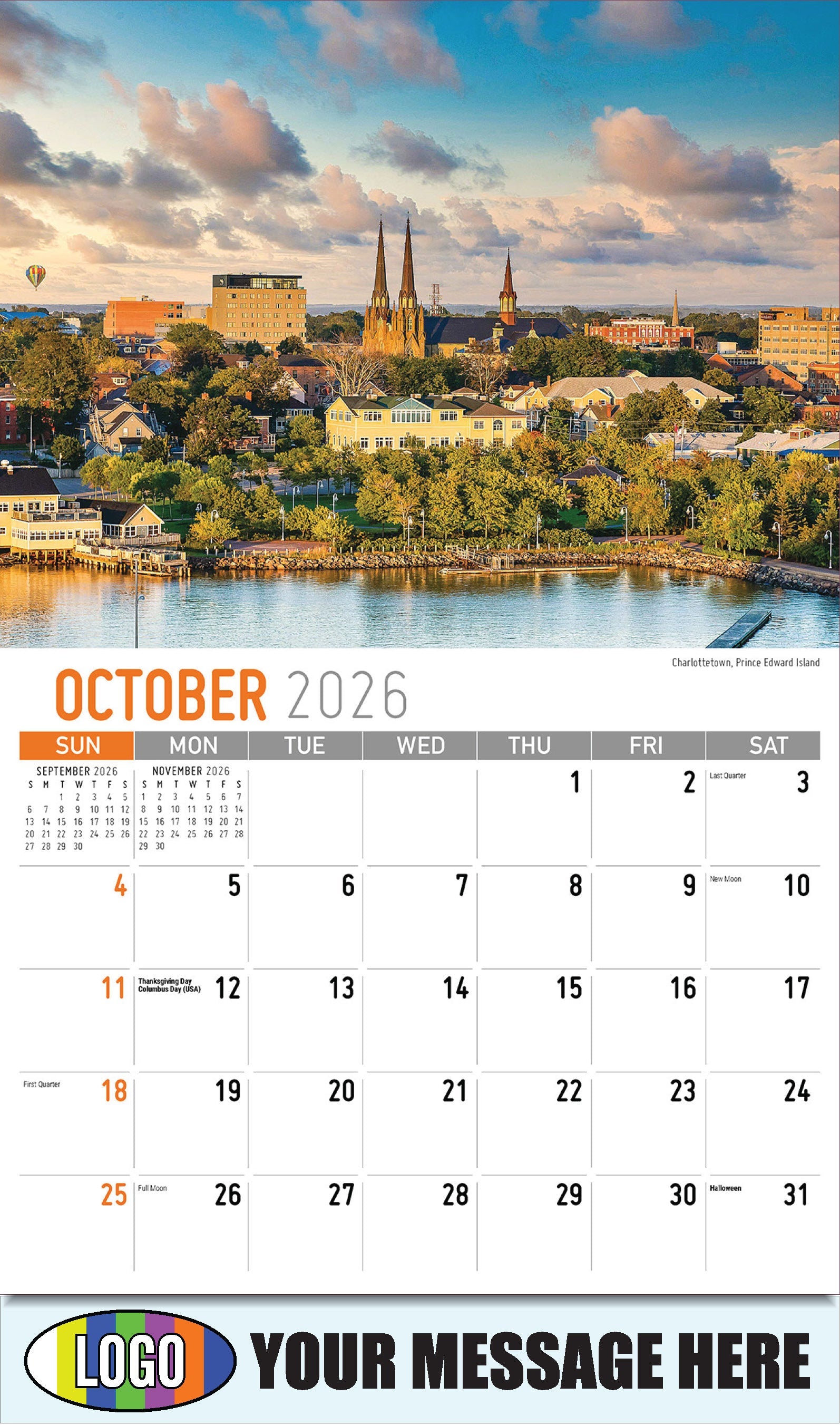 2026 Business Promotion Calendar - Atlantic Canada Scenic - Charlottetown, Prince Edward Island - October
