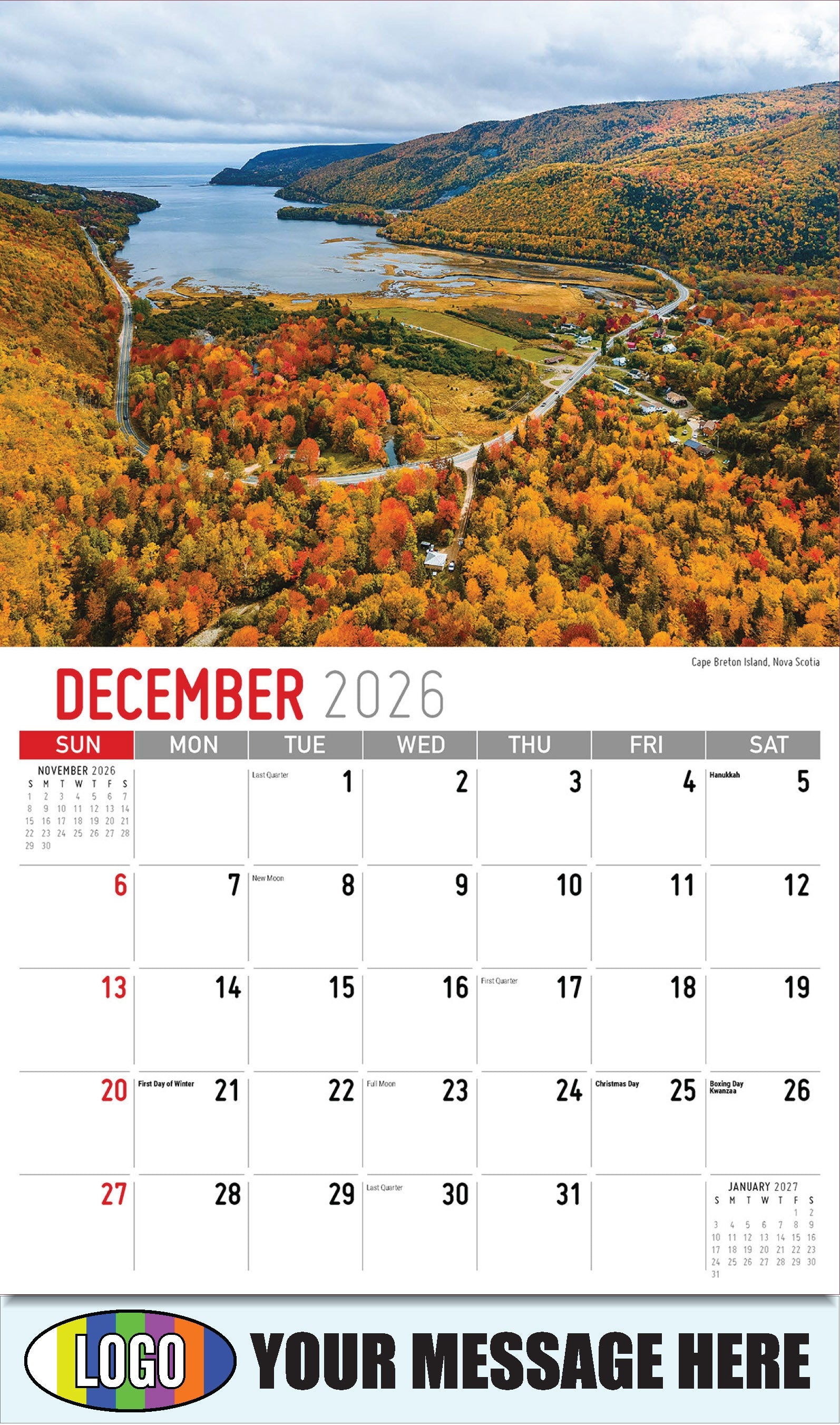 2026 Business Promotion Calendar - Atlantic Canada Scenic - Cape Breton Island, Nova Scotia - December