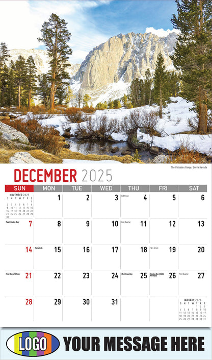 2026 Business Promotional Calendar - Scenes of California - The Palisades Range, Sierra Nevada - December_a