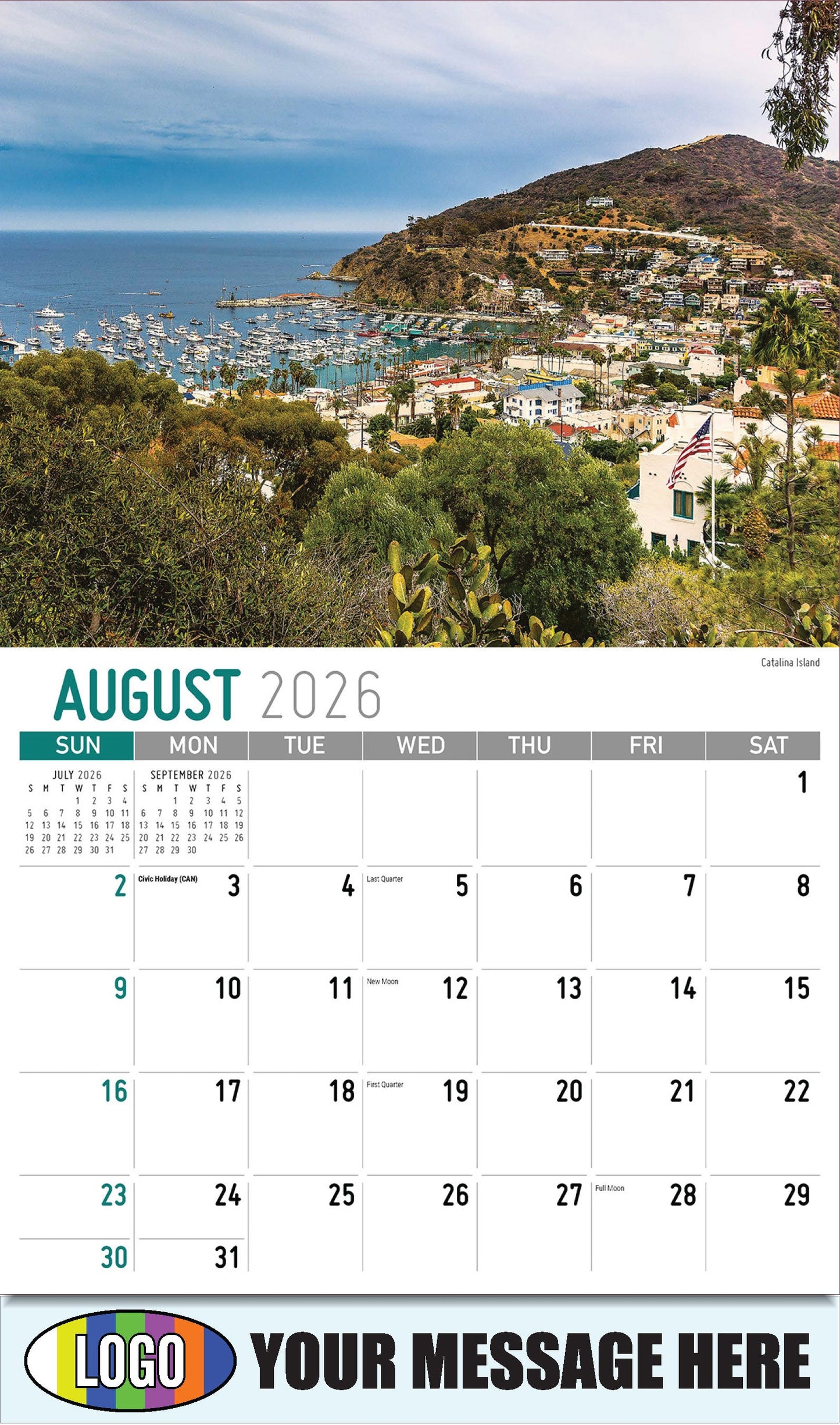 2026 Business Promo Calendar - Scenes of California - Catalina Island - August