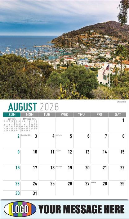 2026 Business Promo Calendar - Scenes of California - Catalina Island - August