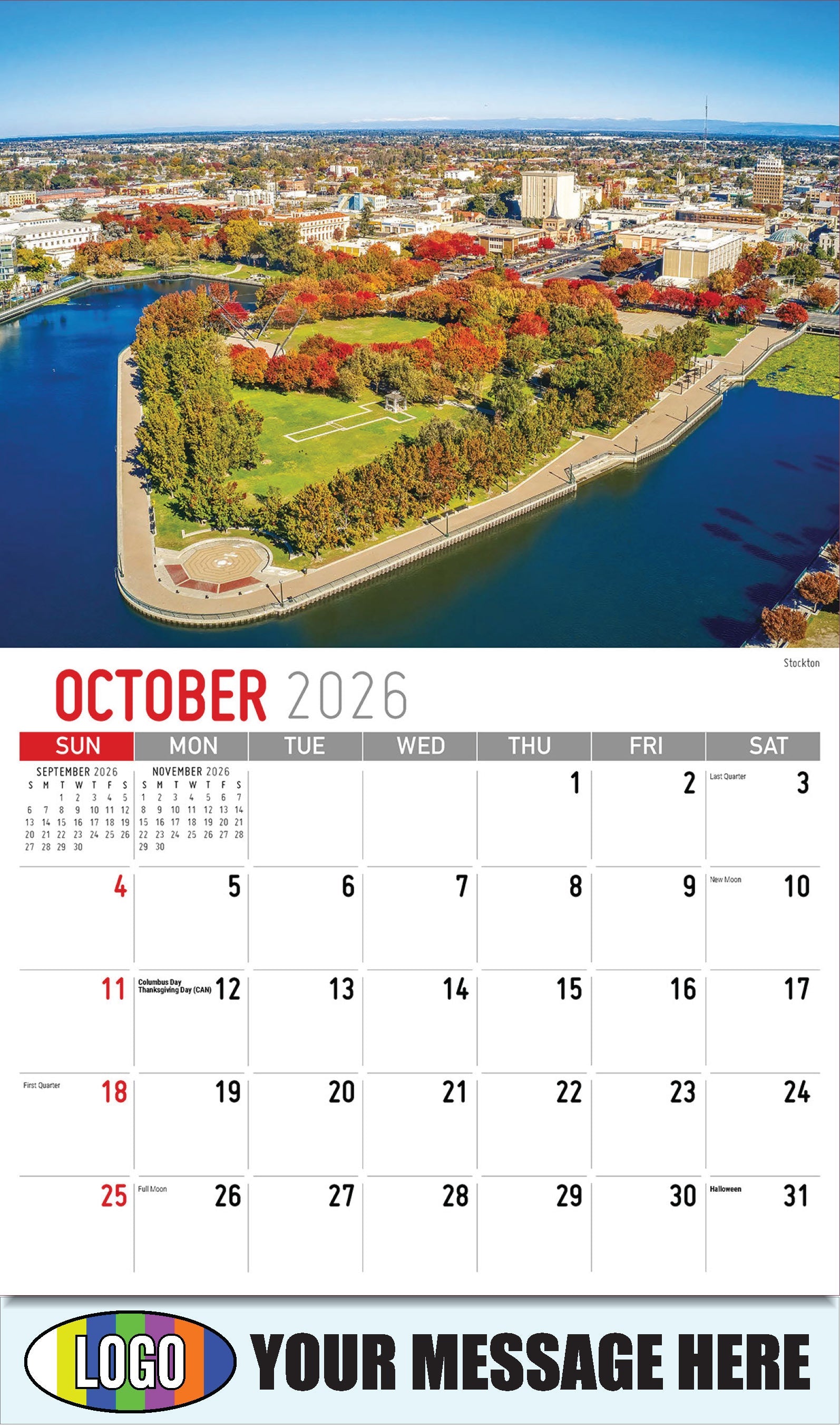 2026 Business Promotion Calendar - Scenes of California - Stockton - October