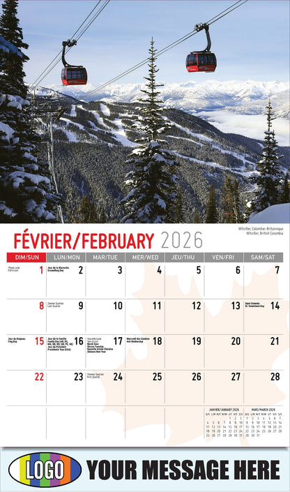 2026 Business Promotional Calendar - Scenes of Canada - Whistler, Colombie-Britannique - February