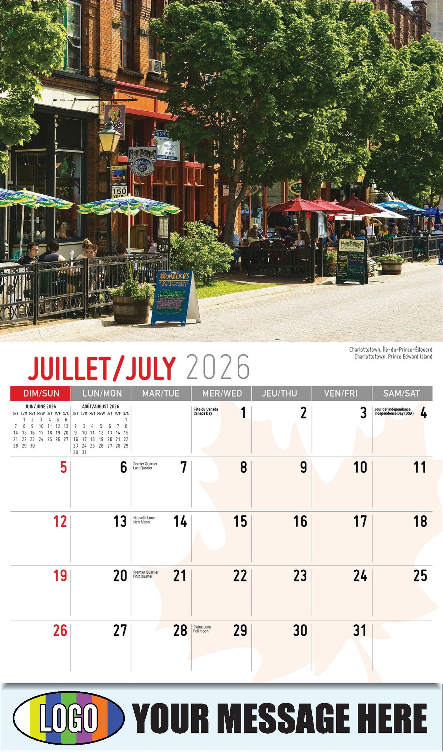 2026 Business Promo Calendar - Scenes of Canada - Charlottetown, Île-du-Prince-Édouard
 - July