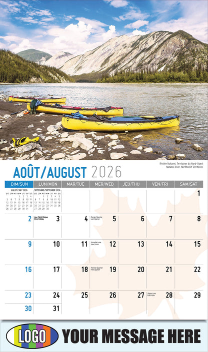 2026 Business Promo Calendar - Scenes of Canada - Rivière Nahanni, Territoires du Nord-Ouest - August
