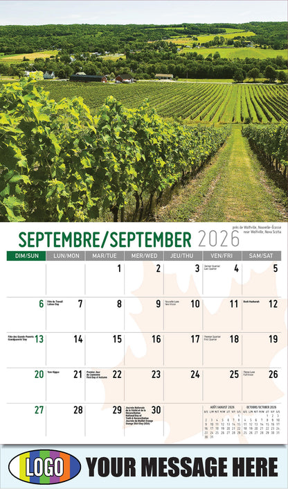 2026 Business Promo Calendar - Scenes of Canada - près de Wolfville, Nouvelle-Écosse
near - September