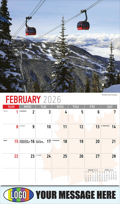 2026 Business Promotional Calendar - Scenes of Canada - 
Whistler, British Columbia - February